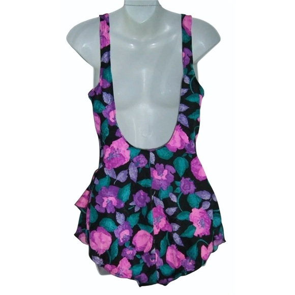 Maxine Of Hollywood Swimsuit Vintage 90s Floral One Piece Tankini Beach Swim 18 - Picture 4 of 12